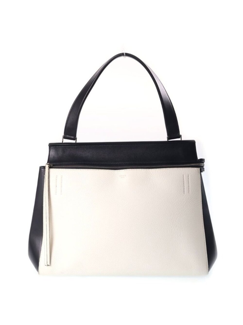 Celine Edge Handbag Black White Leather Gold